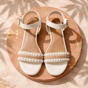 Miatoo Elegant White Sandals with Pearl Detailing
